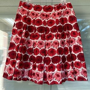 ANN TAYLOR Petite Multicolor 100% Cotton Stitch Pleated Side Zipper Skirt Size 8